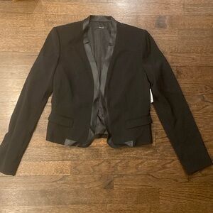 Tahari Black Blazer with faux leather trim